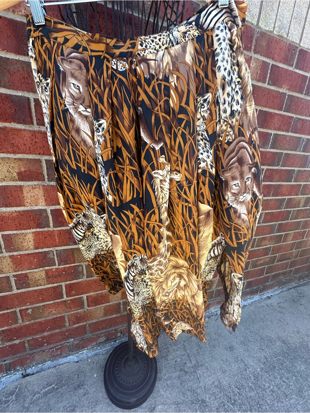 Regina Porter 100% Silk Skirt Safari Print Animal Print BOHO Luxe Vintage Nature - Picture 11 of 11